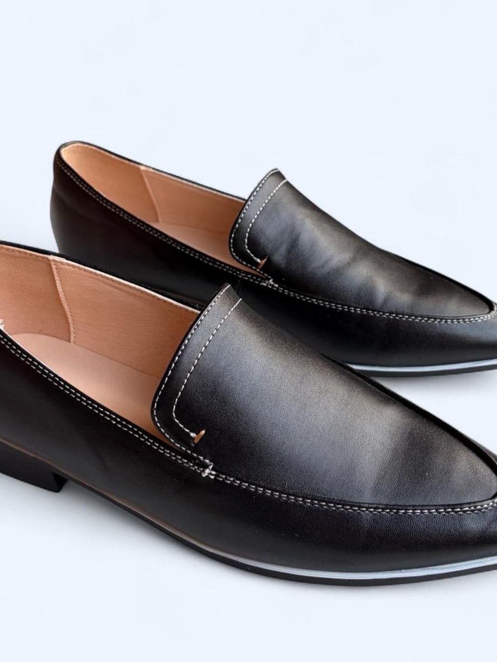 Classic Black Leather-Like Loafers size 9/9.5